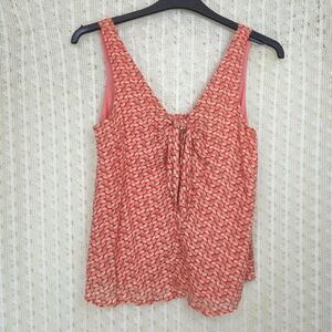 Anthro Maeve Verena Tie Front Geometric Blouse Coral Size XS